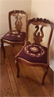 2 ANTIQUE CARVED BACK CHAIRS