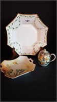 3 HAND PAINTED CHINA PIECES