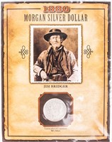 Coin 1880 Morgan Silver Dollar Jim Bridger Card