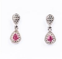 Jewelry Sterling Silver Ruby Dangle Earrings