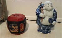 Japanese Kutani Hotei Buddha and Covered Box