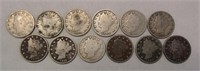 10 Liberty "V"  Nickels- 100 Years Old