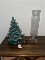 Ceramic Christmas Tree, Glass Apothecary Jar (No