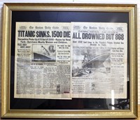 Vintage inspired Framed TITANIC newspaper