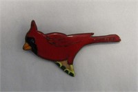 Red Cardinal Enamel Pin Signed "Masters"