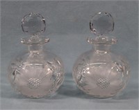 Pr. Floral Etched ABP Dresser Bottles