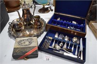 Silverplated Tea & Silverware Set