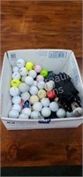 Box of golf balls, golf towel, tees, Eddie Bauer