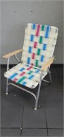 Aluminum frame webbed lawn chair, good condition