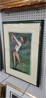 Glen Green frame matted golfer print, #2, 22 x 30