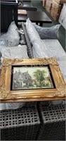 Ornate framed signed oil painting on canvas, 22 x