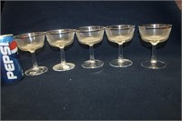 LOT OF FIVE GOLD RIM STEMWARE