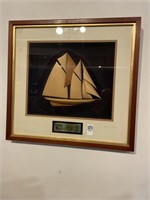 Mid century modern handcraft wood sailing ship