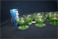 LOT OF EIGHT GREEN GLASS CRYSTAL SHERBERT BOWLS