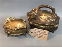 Art Nouveau Ring Keeper & Jewelry Box -Cast Metal