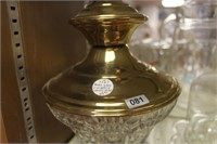 MARBLE FOOTED GLASS WITH BRASS TOP CANDY DISH
