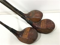 Vintage Wood Head Golf Clubs. Left Handed Set of