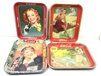 Four Original Coca-Cola Trays. Two Dated 1940’s.