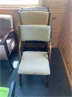 4 Folding Chairs, Upholstering Missing on 1