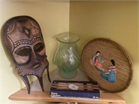 Shelf Lot African Mask, Etc.