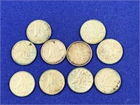 10 Canada Silver Dimes  (1950's)