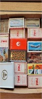 Huge lot of TWA and airplane themed playing cards