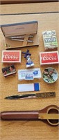 Lot of collectibles postage playing cards pens
