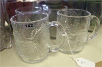 LOT OF FOUR CLEAR GLASS MUGS