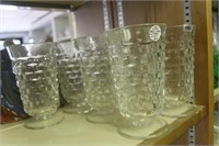 LOT OF SEVEN HEAVY GLASS PEDASTEL TUMBLERS