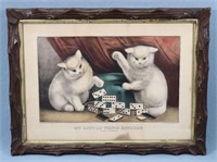 Currier & Ives Litho "My Little White Kitties"