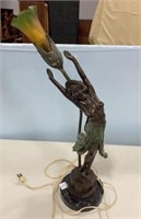 Art Nouveau Golinet Bronze Figural Lamp