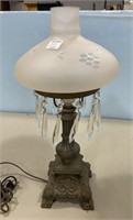 Footed Etched Shade Parlor Lamp