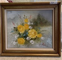Vintage T.C. Chow ~ Floral Oil Painting