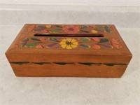 Mid Century Wooden Hand Painted Kleenex Box