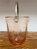 Pink Depression Glass Ice Bucket