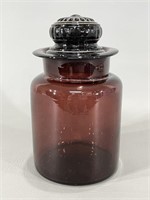 Brown Glass Apothecary Jar w/Ground Stopper