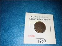 1859 Copper Nickel Indian Head Penny