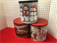 3 Large Christmas Tins