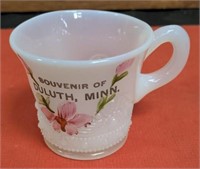 Antique small milk glass souvenir cup