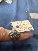 .925 Silver Ring - Aqua Stone