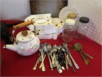 Teapot, Flatware, Kitchen items