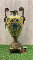 CERAMIC AND BRASS FRENCH STYLE URN