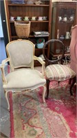 FRENCH ARMCHAIR AND VICTORIAN BEDROOM CHAIR