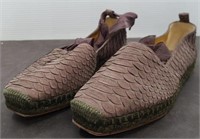 Vintage Devi Kroell python brown leather slip-ons