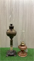 BRASS BANQUET LAMP AND COPPER LAMP