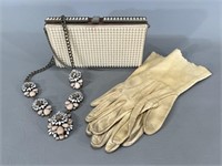 Gloves, Clutch, Necklace -Vintage Fashion