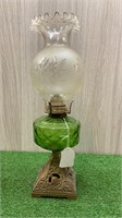 BRASS BASE GREEN BANQUET LAMP