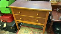 2 DRAWER PINE CABINET AND PEDESTAL