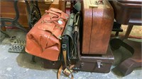 2 LEATHER SUITCASES, GLADSTONE BAG AND SATCHELS