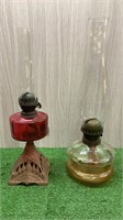 RUBY GLASS BANQUET LAMP AND KERO LAMP